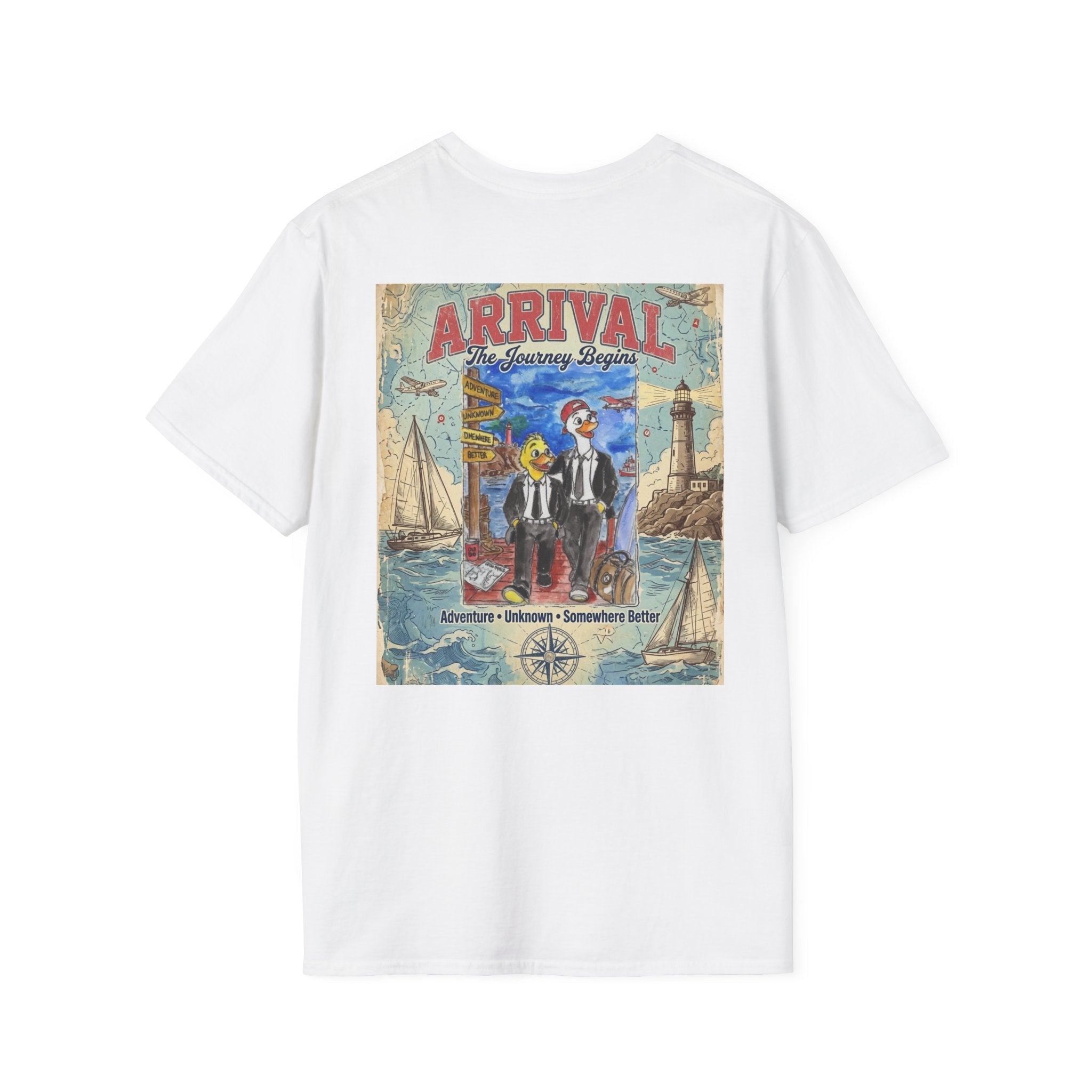 Arrival – Endless Summer Japan Travel T-Shirt | Official Bruce Brown Films Adventure Tee T-Shirt hand painted duck art card, collectible mini art, travel souvenir, cruise gift idea - The Duck & Compass Society