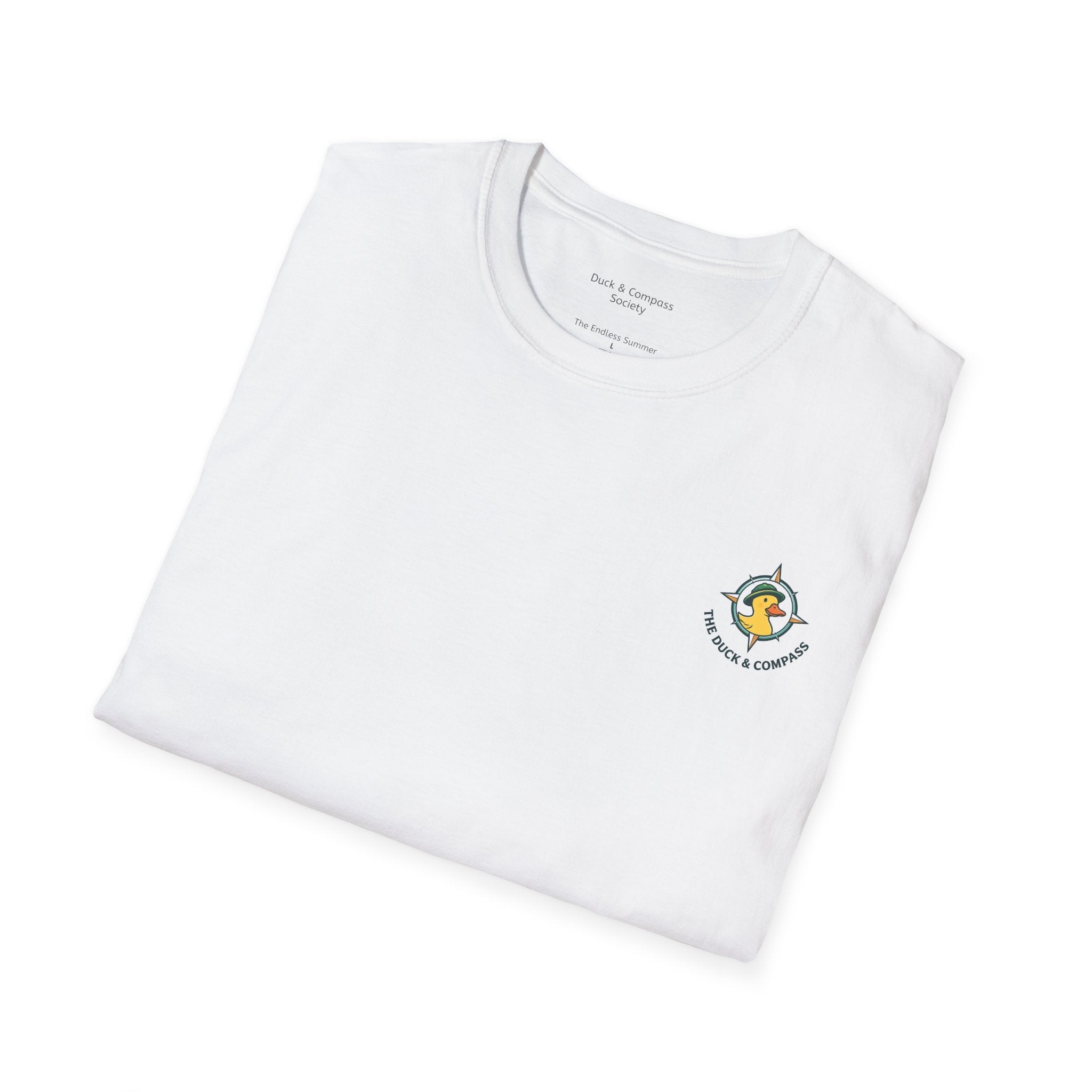 “Beach Day – Robert & Crew” Premium Tee T-Shirt hand painted duck art card, collectible mini art, travel souvenir, cruise gift idea - The Duck & Compass Society