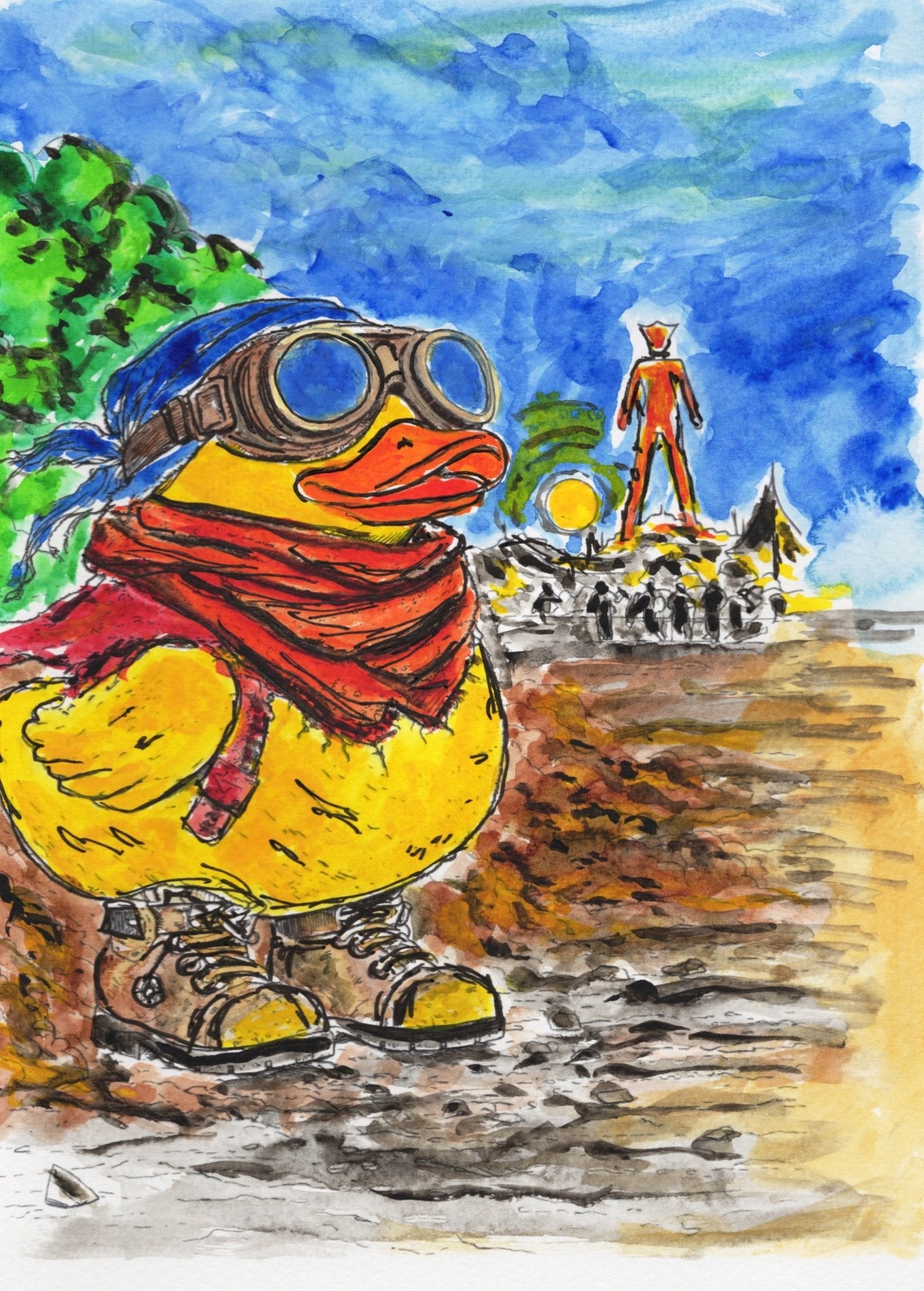 Burning Man 2026 – Limited Edition Card Pack (Desert Drop Series) collectible card hand painted duck art card, collectible mini art, travel souvenir, cruise gift idea - The Duck & Compass Society