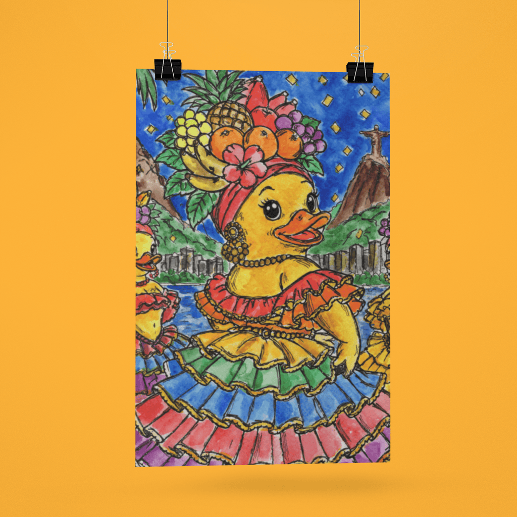 Carnival in Rio – Original Watercolor Duck Painting collectible card hand painted duck art card, collectible mini art, travel souvenir, cruise gift idea - The Duck & Compass Society
