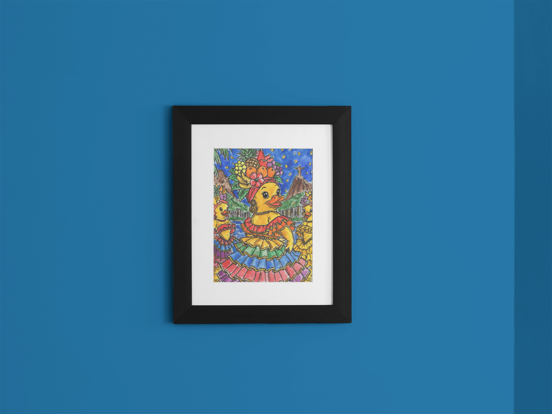 Carnival in Rio – Original Watercolor Duck Painting collectible card hand painted duck art card, collectible mini art, travel souvenir, cruise gift idea - The Duck & Compass Society