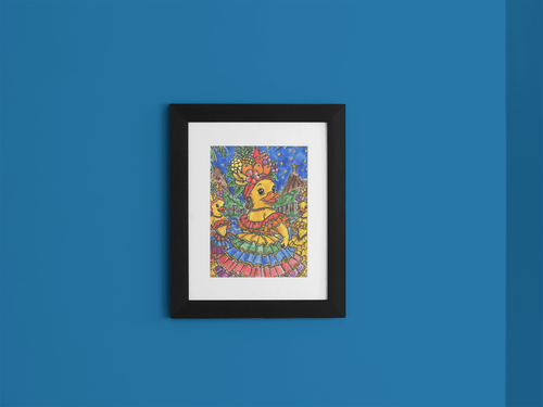 Carnival in Rio – Original Watercolor Duck Painting collectible card hand painted duck art card, collectible mini art, travel souvenir, cruise gift idea - The Duck & Compass Society