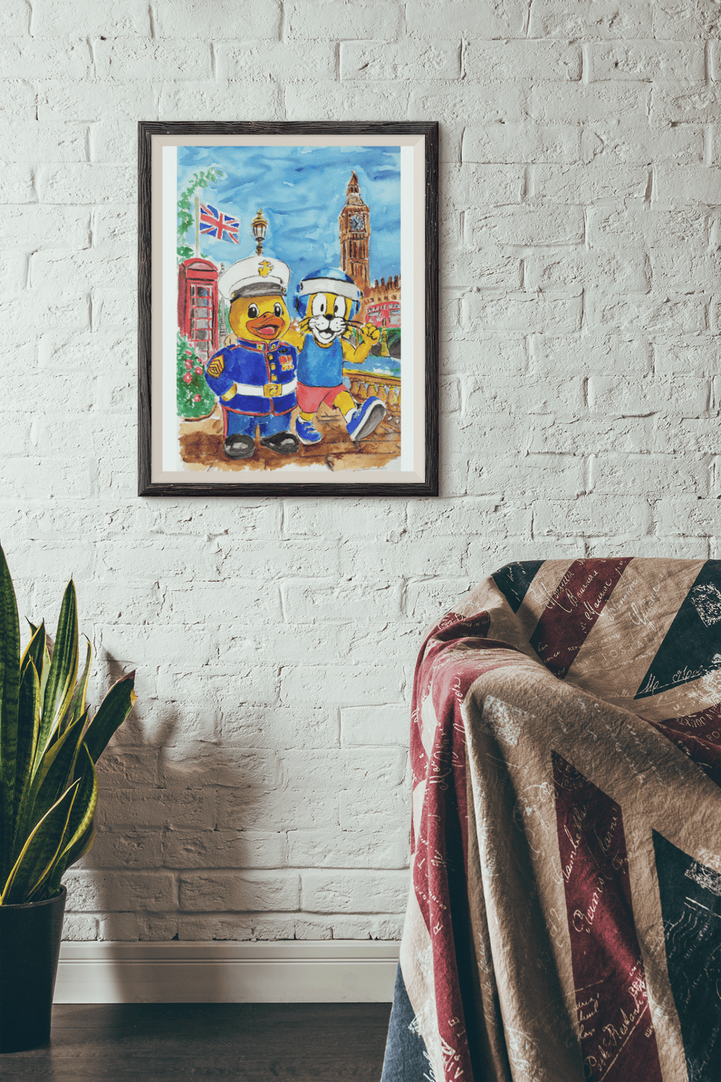 Friends for Life – Original Watercolor London Adventure Painting collectible card hand painted duck art card, collectible mini art, travel souvenir, cruise gift idea - The Duck & Compass Society