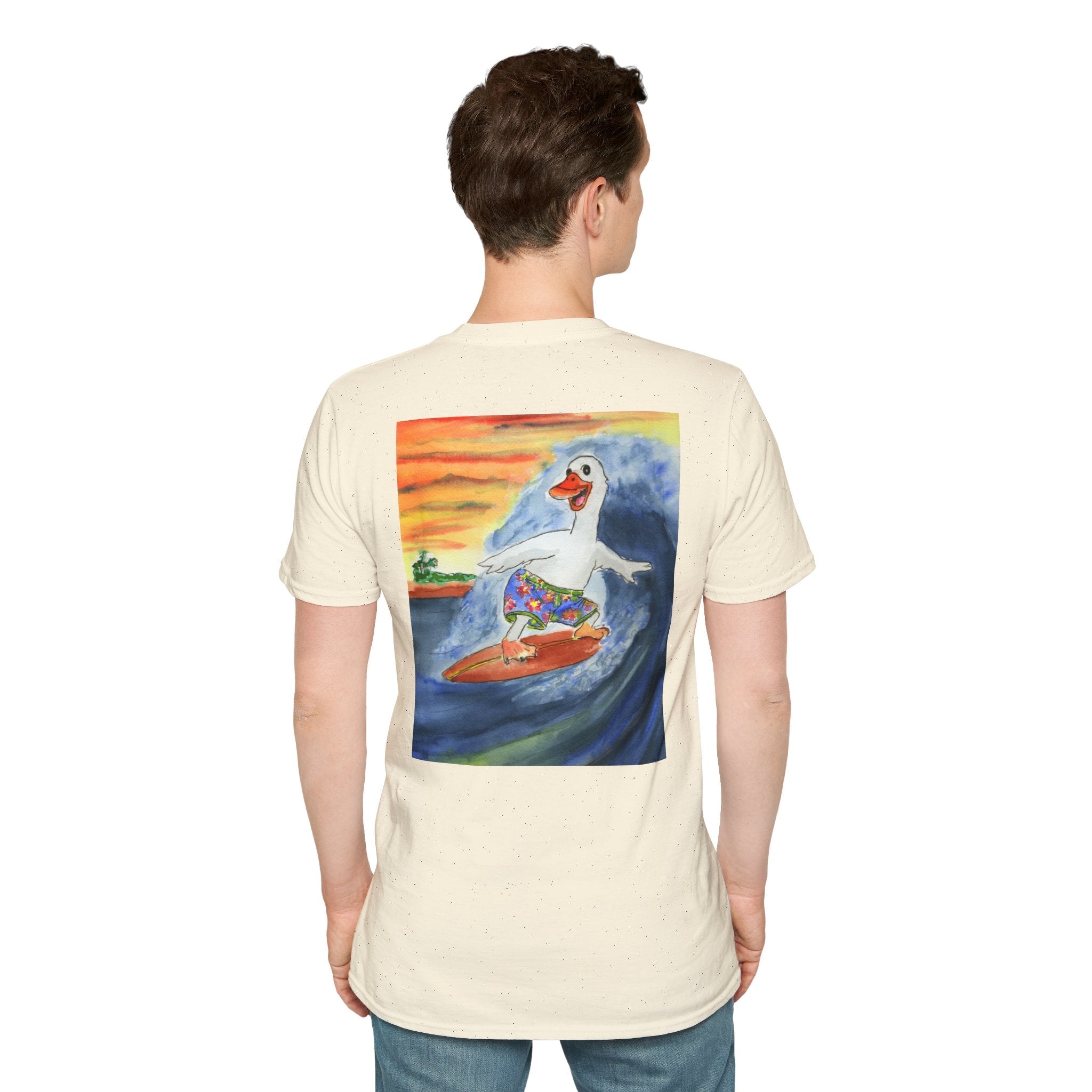 Mike Tubed - Premium Tee T-Shirt hand painted duck art card, collectible mini art, travel souvenir, cruise gift idea - The Duck & Compass Society