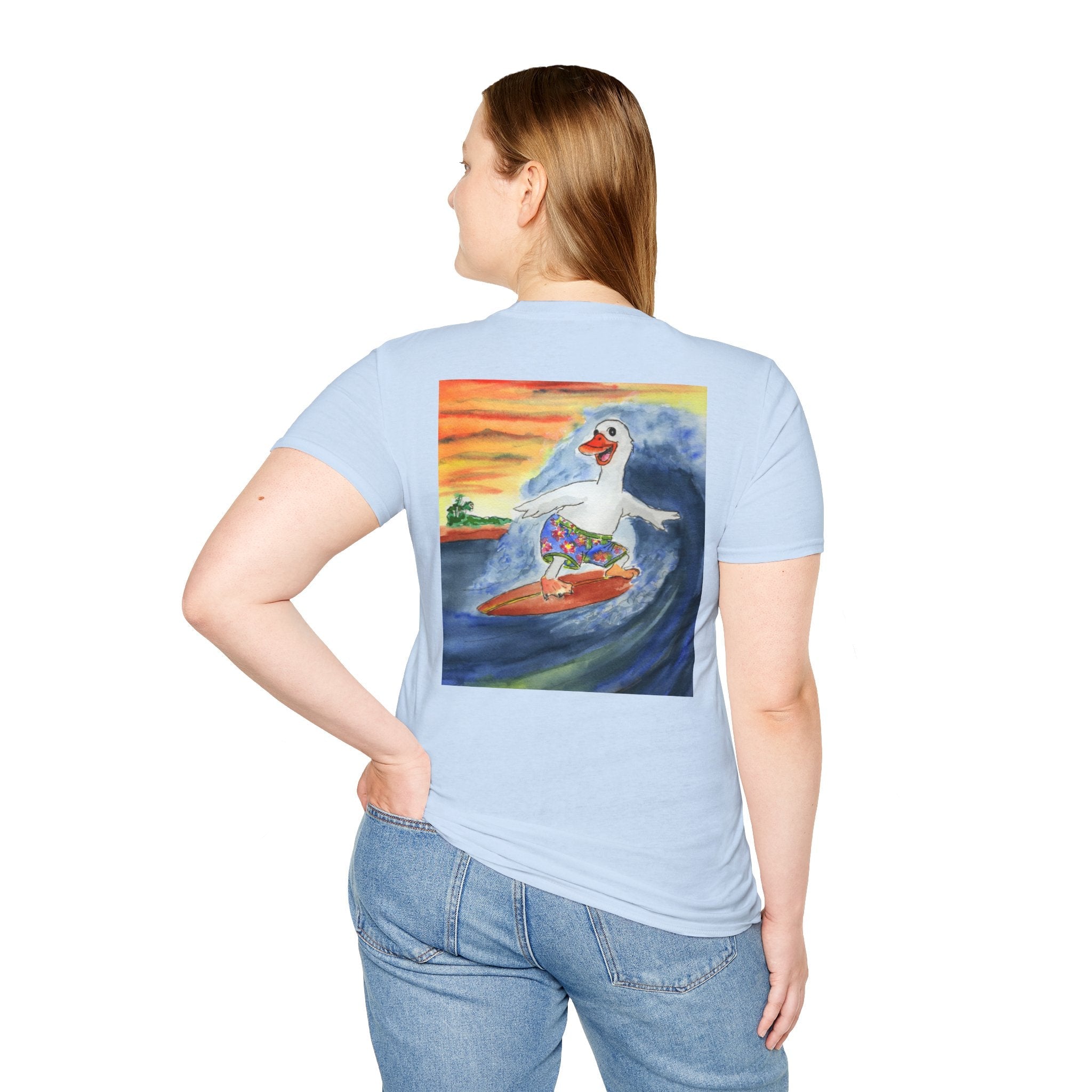 Mike Tubed - Premium Tee T-Shirt hand painted duck art card, collectible mini art, travel souvenir, cruise gift idea - The Duck & Compass Society