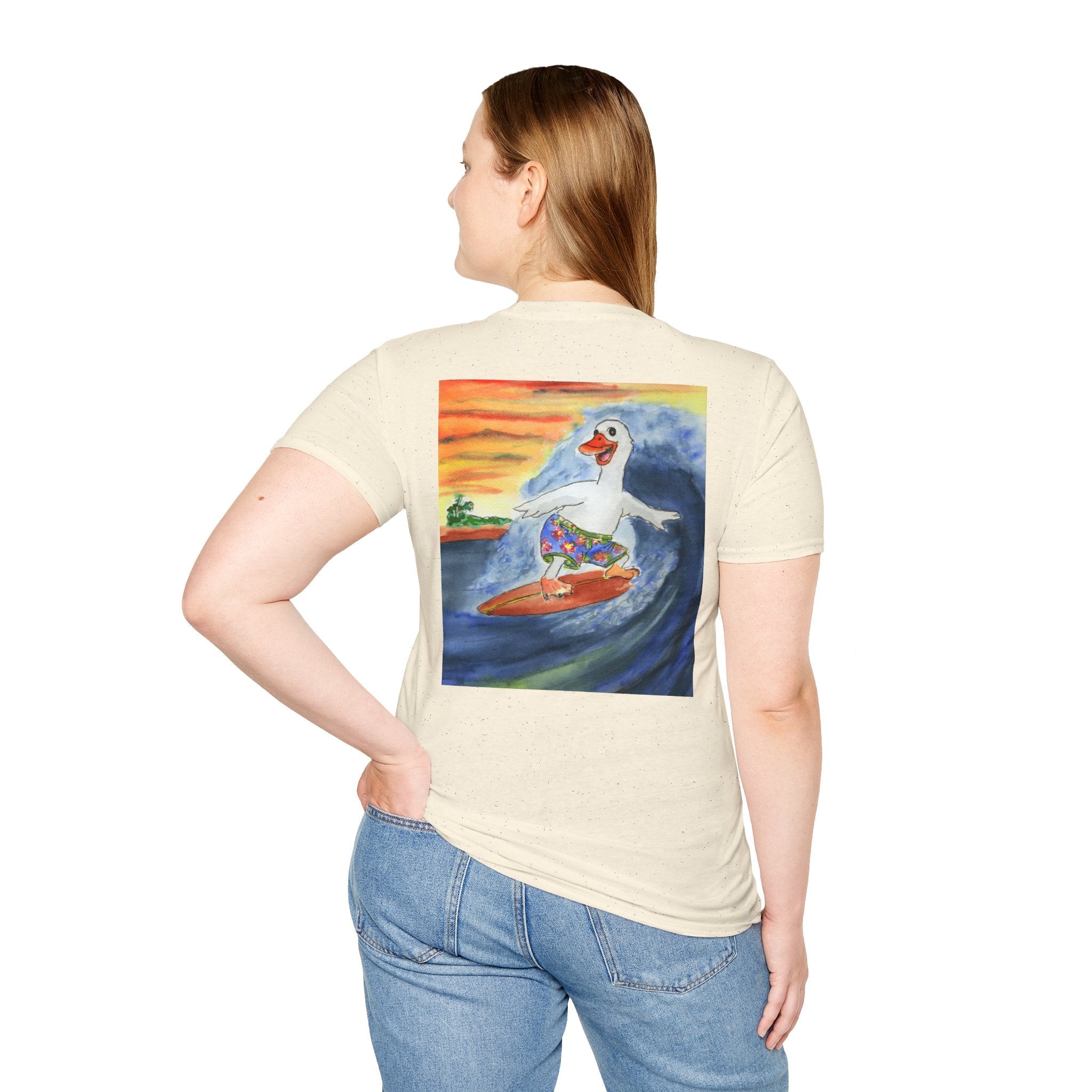 Mike Tubed - Premium Tee T-Shirt hand painted duck art card, collectible mini art, travel souvenir, cruise gift idea - The Duck & Compass Society