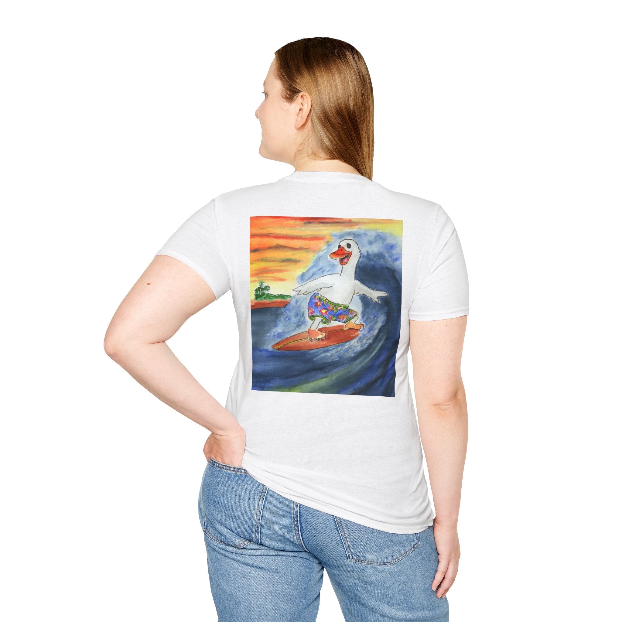 Mike Tubed - Premium Tee T-Shirt hand painted duck art card, collectible mini art, travel souvenir, cruise gift idea - The Duck & Compass Society