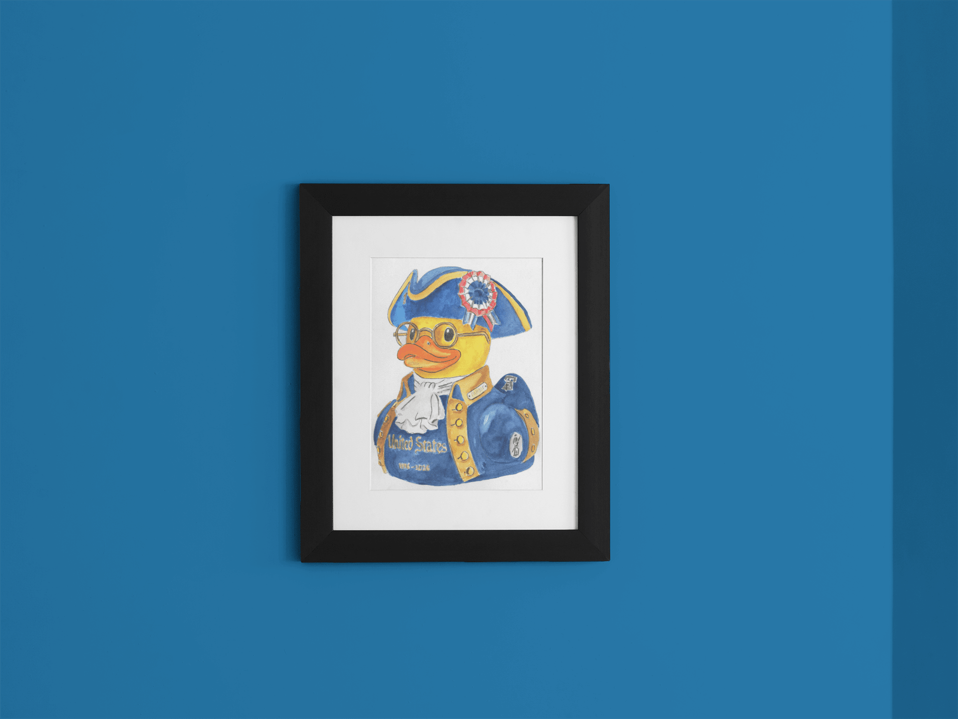 “Patriot Duck” — Original Hand - Painted Bicentennial Adventure Duck collectible card hand painted duck art card, collectible mini art, travel souvenir, cruise gift idea - The Duck & Compass Society