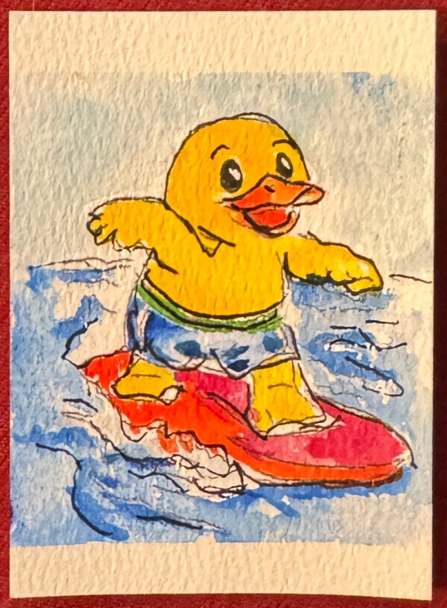 Robert Explorer Pack – T-Shirt, Hat & Original Art Card hand painted duck art card, collectible mini art, travel souvenir, cruise gift idea - The Duck & Compass Society