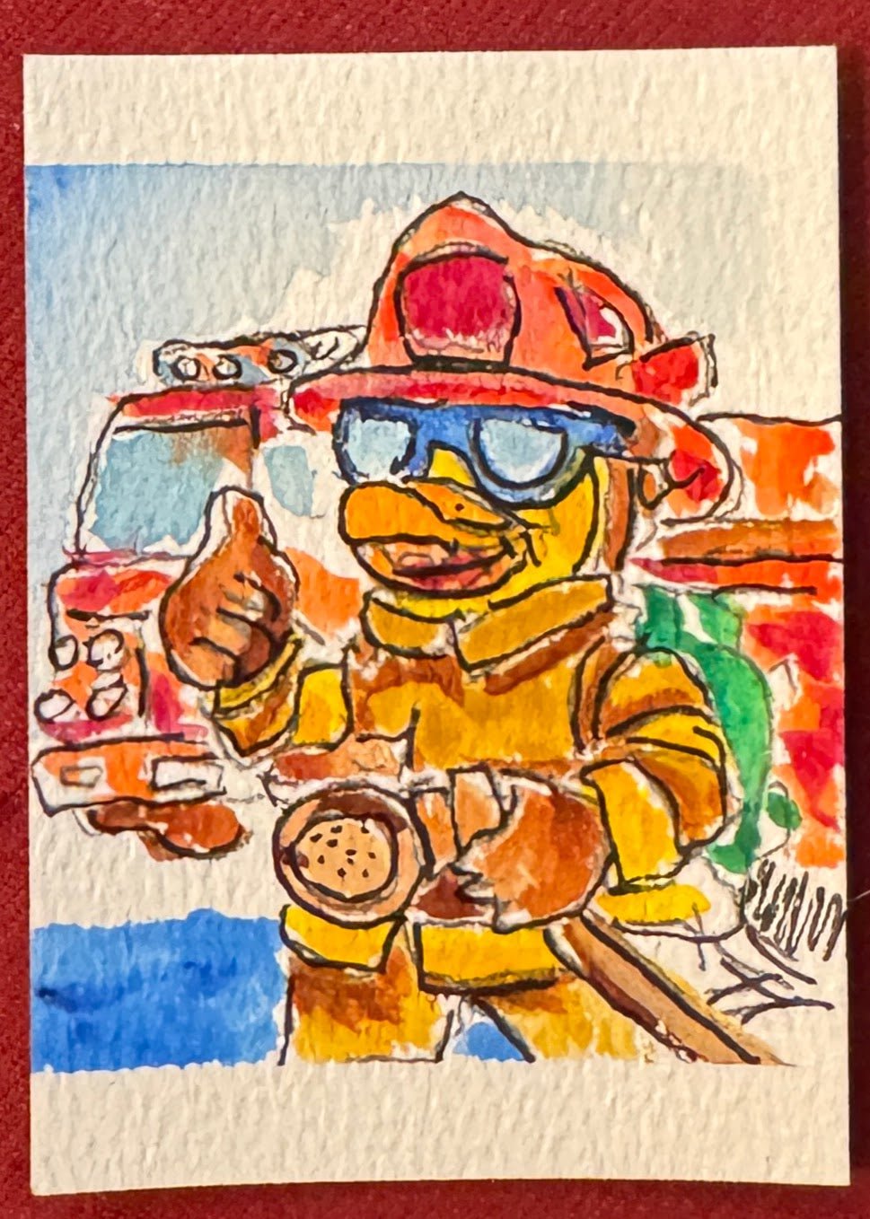 Robert Explorer Pack – T-Shirt, Hat & Original Art Card hand painted duck art card, collectible mini art, travel souvenir, cruise gift idea - The Duck & Compass Society
