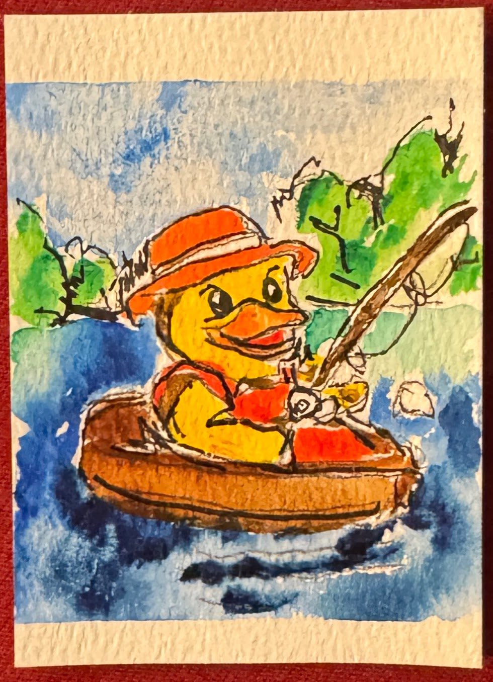Robert Explorer Pack – T-Shirt, Hat & Original Art Card hand painted duck art card, collectible mini art, travel souvenir, cruise gift idea - The Duck & Compass Society