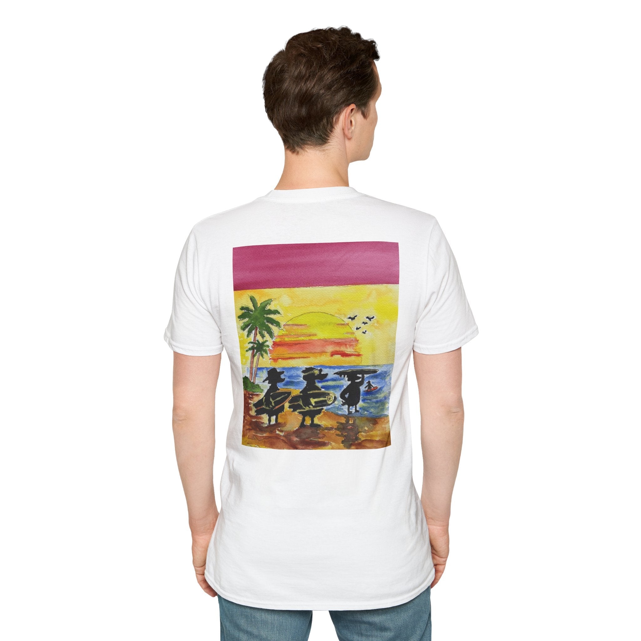 The Horizon – Premium Tee T-Shirt hand painted duck art card, collectible mini art, travel souvenir, cruise gift idea - The Duck & Compass Society